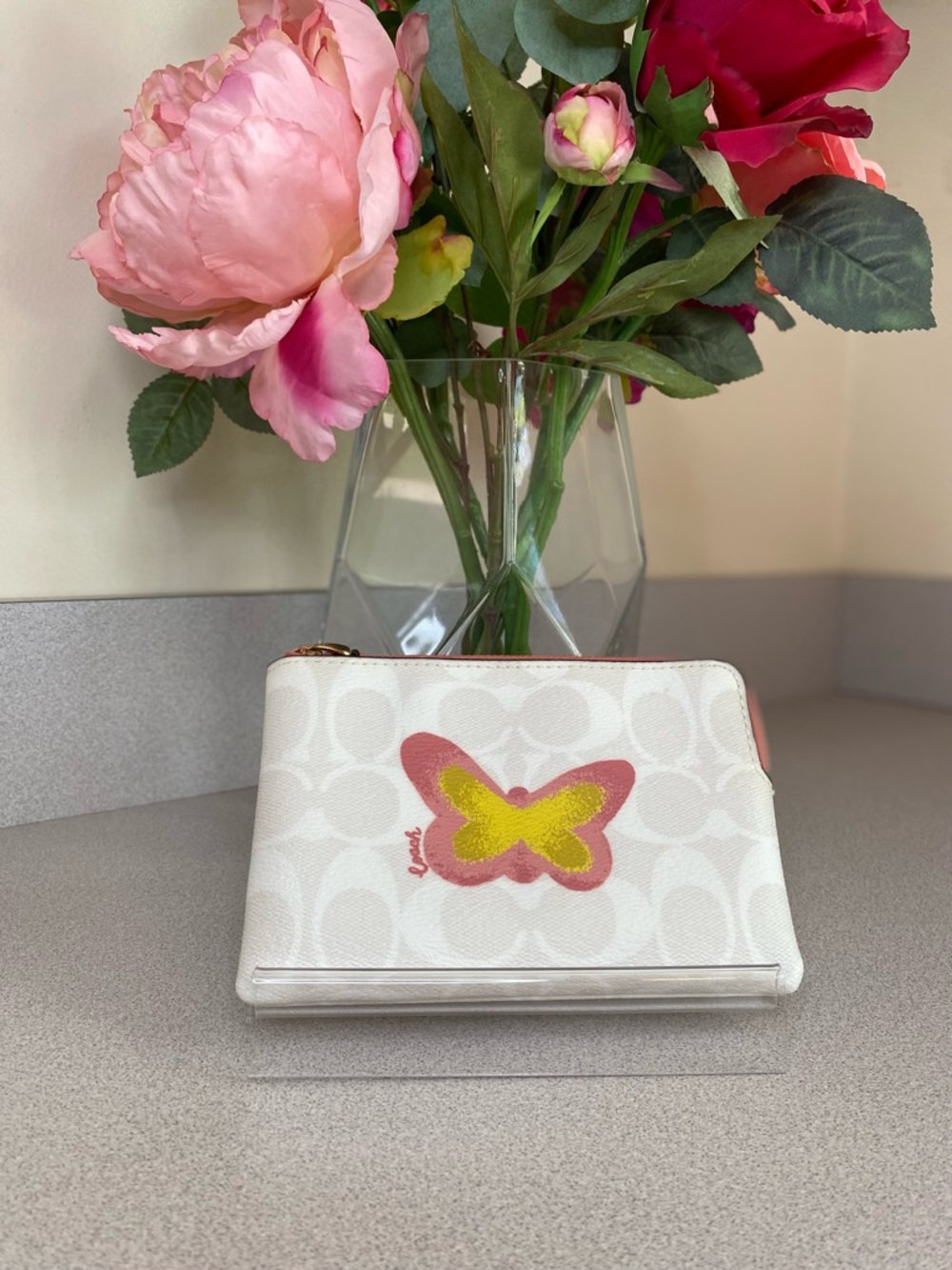 Coach Butterfly Signature Corner Zip Wristlet